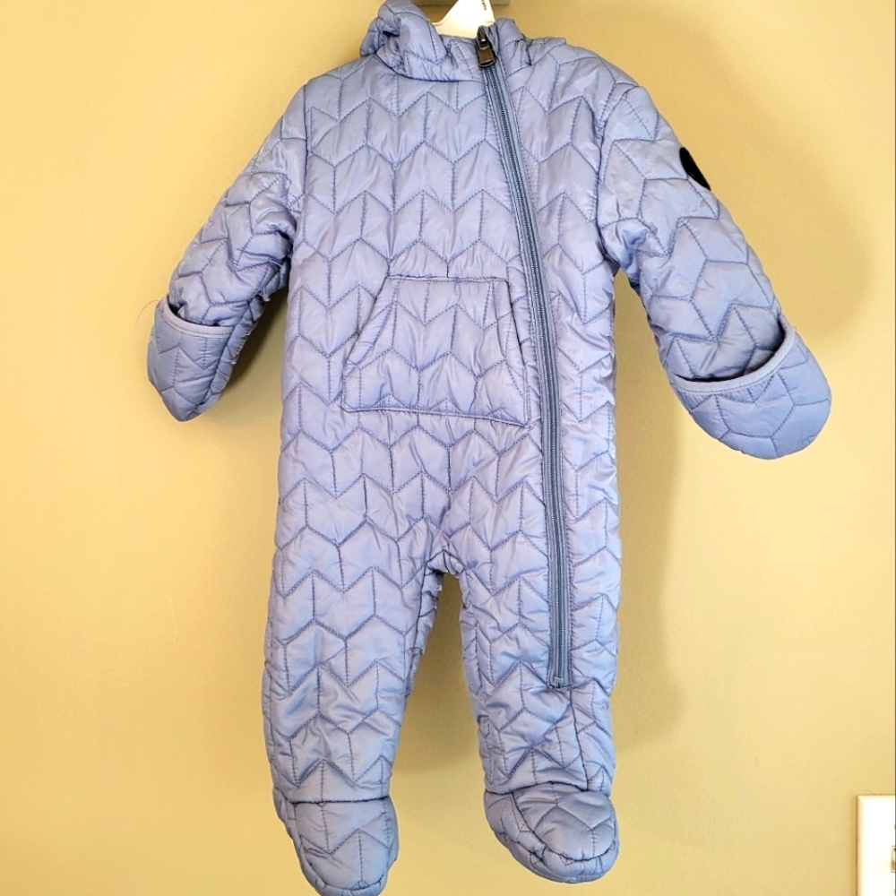 Perry Ellis powder blue quilted one piece snowsuit/pram